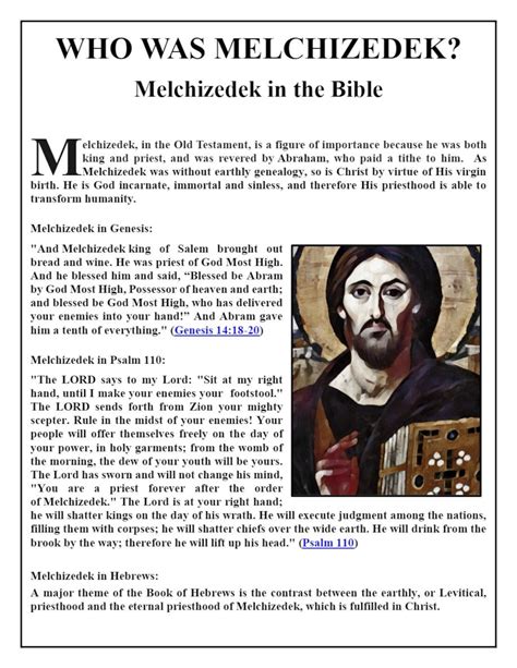 Printable Bible Study Aid Illustrated Who Was Melchizedek Etsy