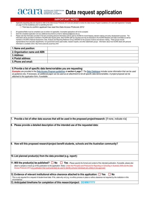 Data Request Form Template For Your Needs