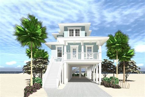 44161td Front 1541693510 4 Bedroom Beach House Plans Beach House Floor
