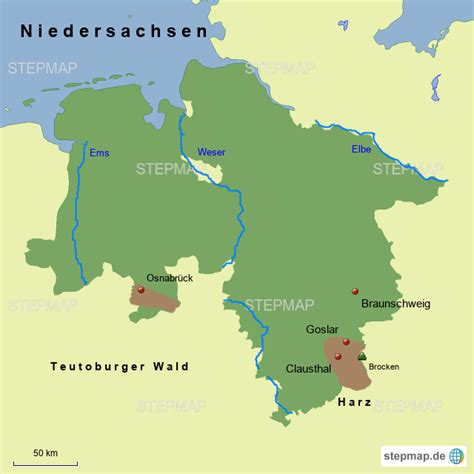 Nach (zu) langer pause hat sich heute die ja. StepMap - 6 Niedersachsen Gebirge - Landkarte für Deutschland