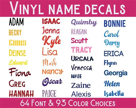 Name Decals Custom Name Decals Vinyl Name Decals Custom Etsy