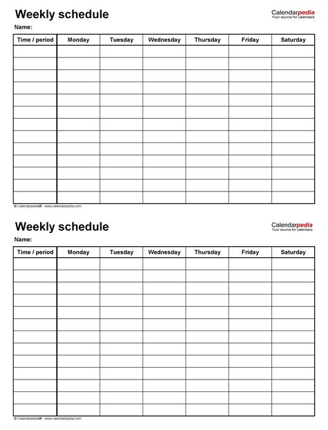 Best Monday To Friday Schedule Template With Four Weeks Get Your