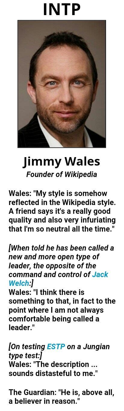 Famous Intp Jimmy Wales Founder Of Wikipedia Intp Personality Intp