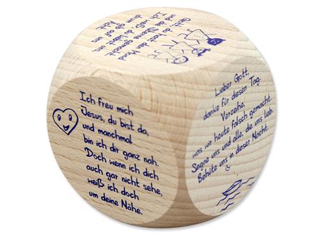 Gebetswürfel 6 Abendgebete Gute Nacht Gebete für Kinder 6 cm Holz