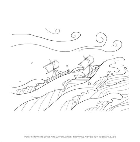 Boat Ship Rough Sea Ocean Waves Storm Swell Tossed Outline Etsy