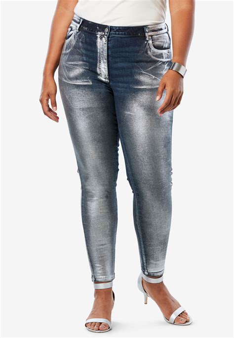 metallic skinny jeans by denim 24 7® plus sizebottoms fullbeauty