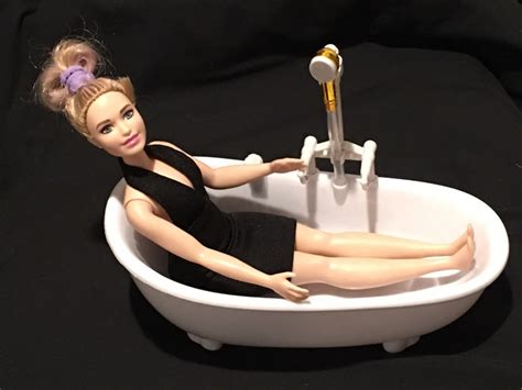 Barbie Size White Bath Tub Pink Barbie Tub Battery Etsy