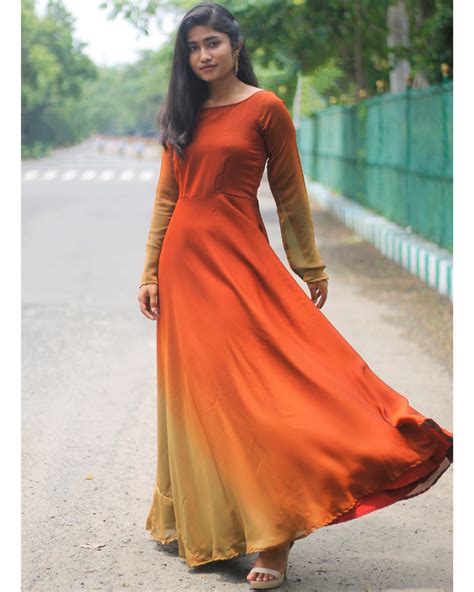 Ombre Rust Brown Fit And Flare Dress By The Anarkali Shop The Secret