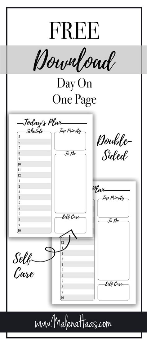 Freebie Friday Day On One Page Free Planner Inserts Free Personal
