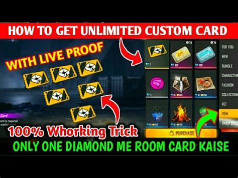 अगर आप एक free fire pro player हो तो आप फ्री फायर गेम खेलकर भी free fire diamond ले सकते हो। इसके लिए आपको करना कुछ नहीं होगा। बस आपको free fire tournament join करने होगें। उसके. How To Get Free Unlimited Custom Card in Free Fire II Only ...