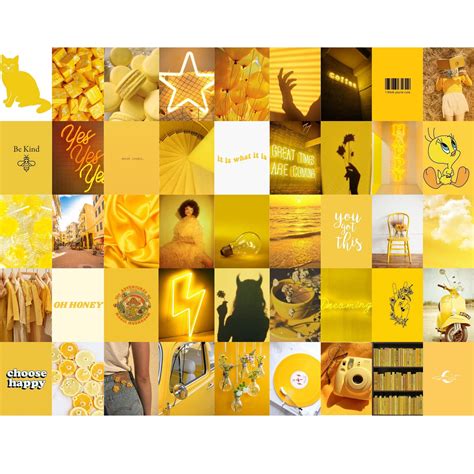 Yellow Photo Wall Collage Kit Yellow Aesthetic Bright Etsy