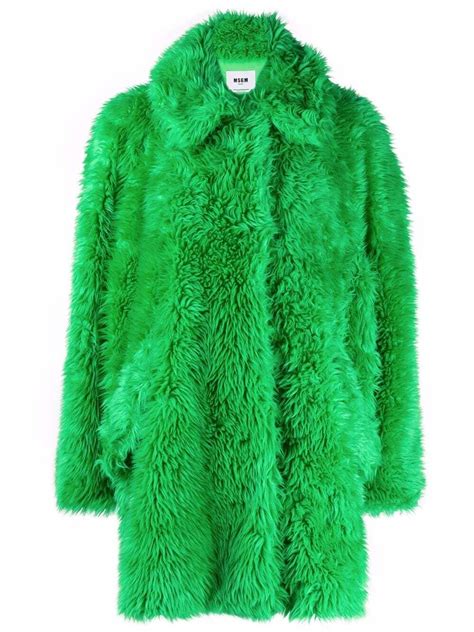 Buy Msgm Oversized Faux Fur Coat Green At 35 Off Editorialist