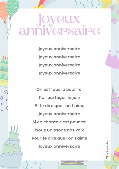 Joyeux Anniversaire Les Paroles De La Chanson Par Tête à Modeler