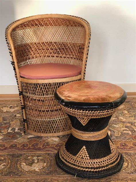 Pottery barn chairs perfect condition display only. Authentic Woven Wicker Midcentury Set Round Armchair and ...