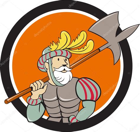 Spanish Conquistador Ax Sword Circle Cartoon Stock Vector Image By