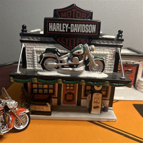 Dept 56 Harley Davidson Motorcycle Shop Christmas No Light No Box Two