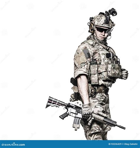 Us Army Ranger With Weapon Stock Image Image Of Isolated 93336429