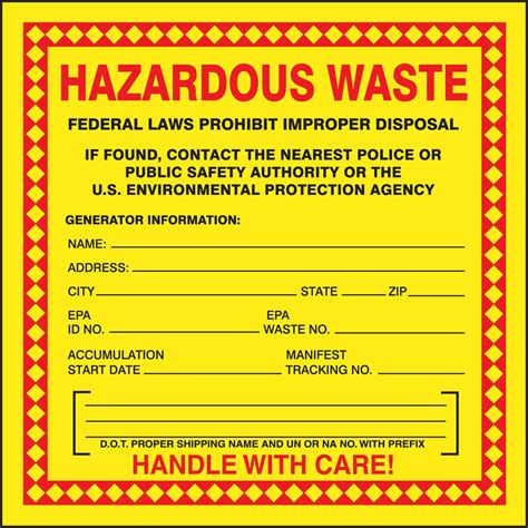 Safety Labels Hazardous Waste Mhzw Psp