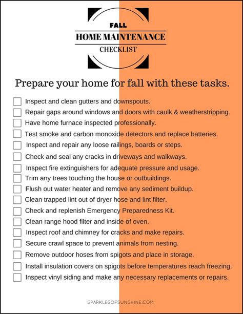 Fall Home Maintenance Checklist Sparkles Of Sunshine