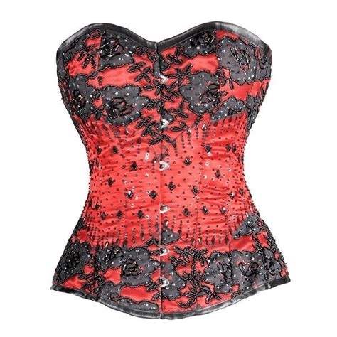 steel boned red corset beaded femme fatale 118 00