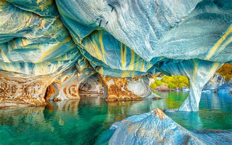 Nature Landscape Lake Cave Chile Colorful Water Erosion Rock Rock Formation Wallpapers