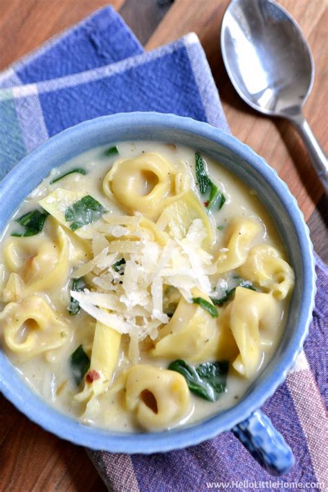 Creamy Spinach Artichoke Soup With Tortellini Hello Little Home