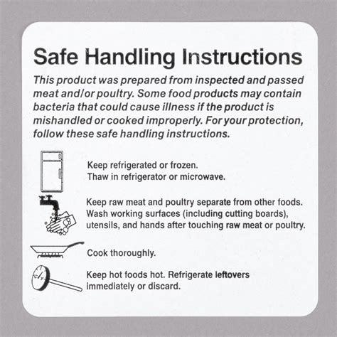 Noble Products 2 X 2 Safe Food Handling Instructions Permanent Label
