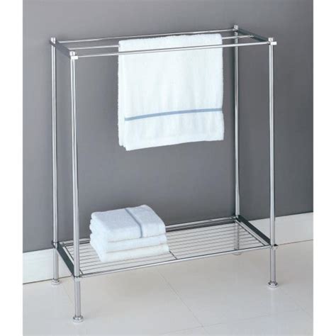 This will let you hang your towels anywhere you need them in your bathroom without having to worry about mounting anything to the wall. Chrome Floor Towel Rack Stand Metal Storage Bathroom Bath ...