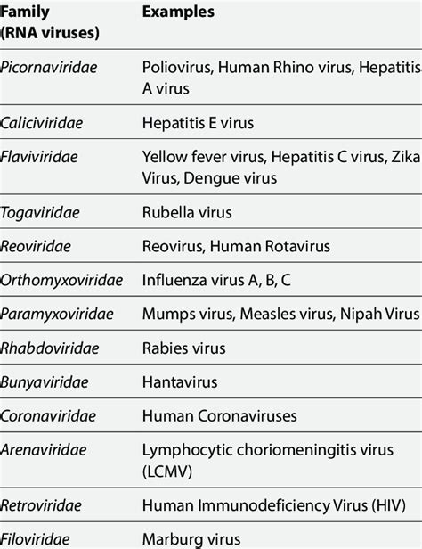 Major Families Of Rna Viruses Having A Medical Impact Download