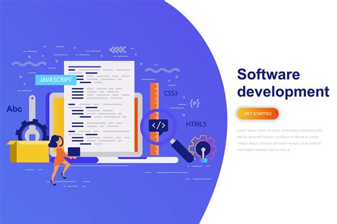 Banner De Web Moderno Concepto De Desarrollo De Software Con Carácter