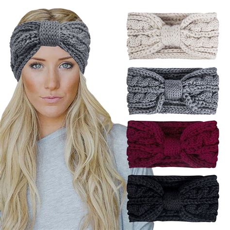 Loritta 4 Pack Winter Headbands For Women Knitted Ear Warmer Headband