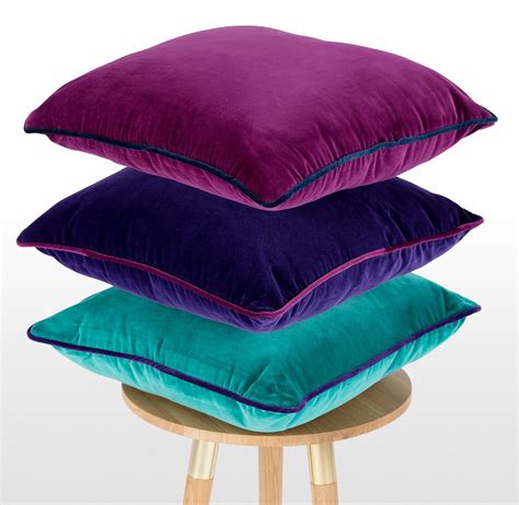Mya Cotton Velvet Cushion 50cm X 50cm Plum With Purple Piping Mya Is