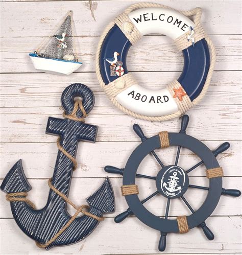 Buy Wooden Nautical Lighthouse Anchor Wall Hanging Ornament Beach