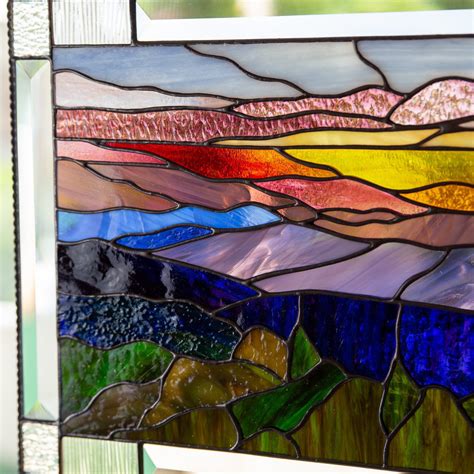 Blue Ridge Mountains Stained Glass Landscape Panel Glass Art Stories