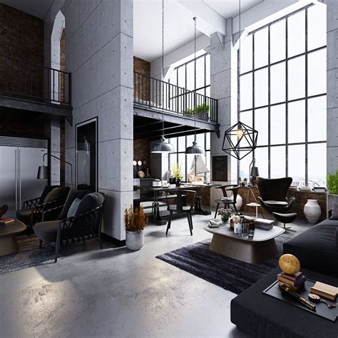 Studio Loft Apartment On Behance Décoration Loft Industriel