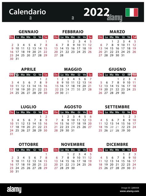 Calendario 2022 Italia Stock Vector Images Alamy