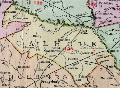 Calhoun County South Carolina 1911 Map Rand Mcnally Saint Matthews