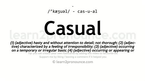 Pronunciation Of Casual Definition Of Casual Youtube