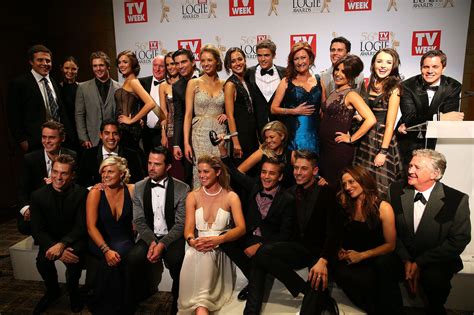 The Cast And Crew Of Home And Away In The Winners Room Awards Season