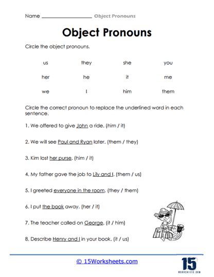 Object Pronouns Worksheets Worksheets