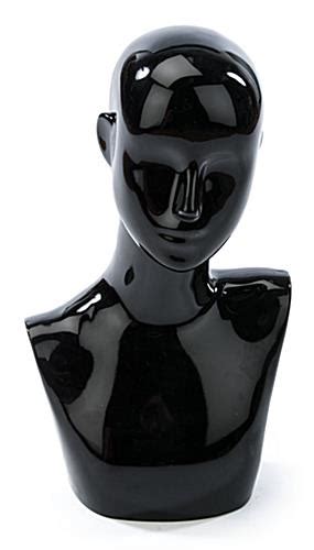 Glass mosaics in silver, white, beige, variations of black & red. Black Female Mannequin Bust | 18.75"h Retail Dress Form