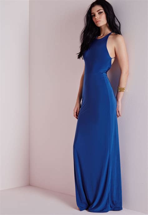 Missguided Slinky Side Split Maxi Dress Cobalt Blue Side Split Maxi Dress Maxi Dress Long