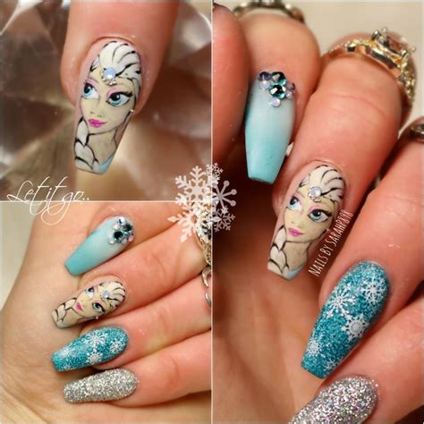 Hand Painted Elsa Nails Frozen Nails Elsanails Frozen Nails Hair