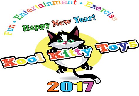 A Happy New Year Greeting Card With A Black And White Cat Holding The