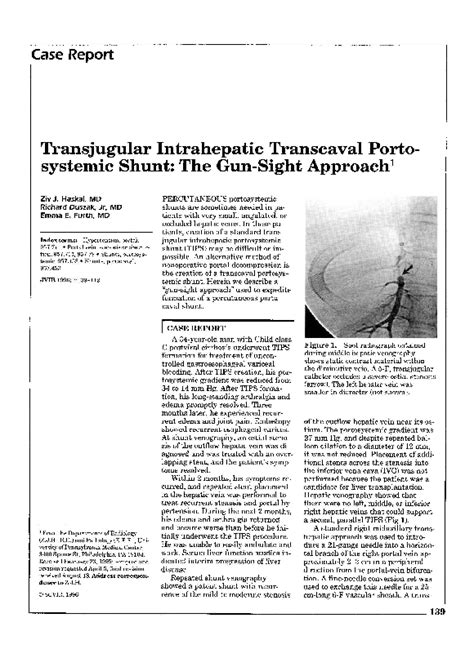 Pdf Transjugular Intrahepatic Transcaval Porto Systemic Shunt The