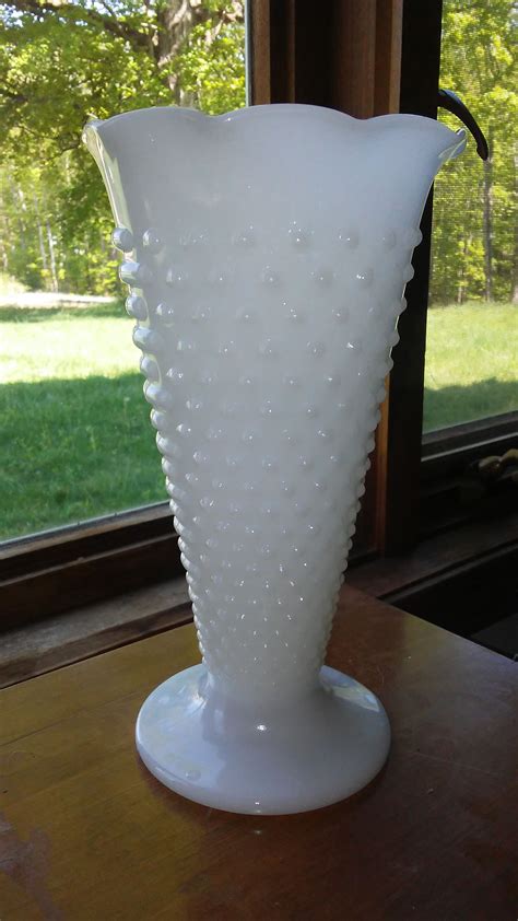 Opaque White Milk Glass Anchor Hocking Hobnail Vase White Milk Glass