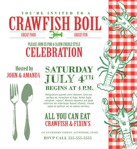 crawfish boil invitation design template stock