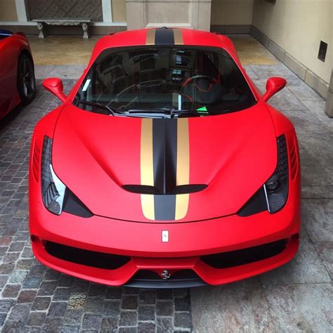 Ferrari 458 Speciale Painted In Matte Red W Black And Gold Center