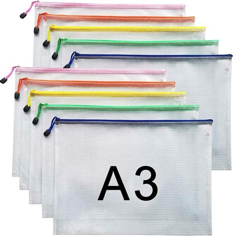 A3 Document Folder File Zipper Bags Plastic Wallets Folder A3 10pcs