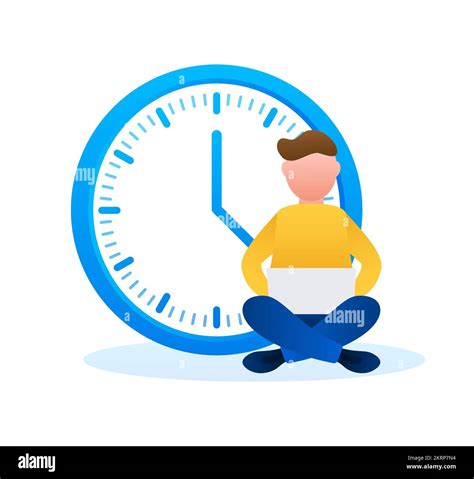 Free Time Flexible Working Hours Working From Home Vector Stock